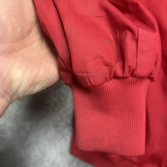 Vintage Members Only Jacket Mens 42 Red Bomber Classic Racer Jacket 80s *SPOTS - Picture 6 of 16